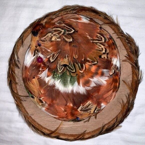 Vintage Feather 30s Fedora Panama Sun Hat Sears Milliner Roebuck USA Hipster main image 7